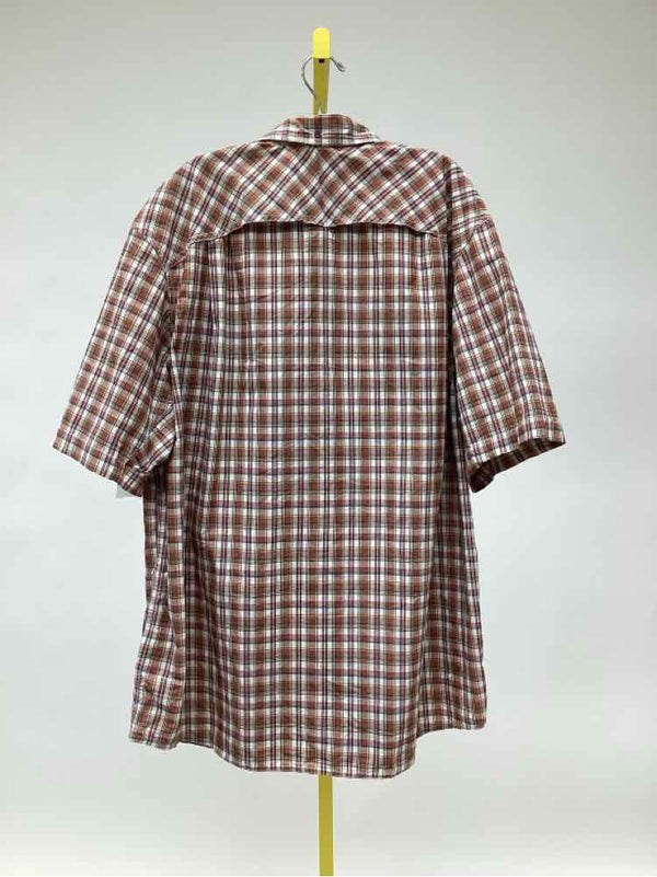 Size XXL ALASKAN HARDGEAR (AKHG) Brown Print Men's Collared Shirts