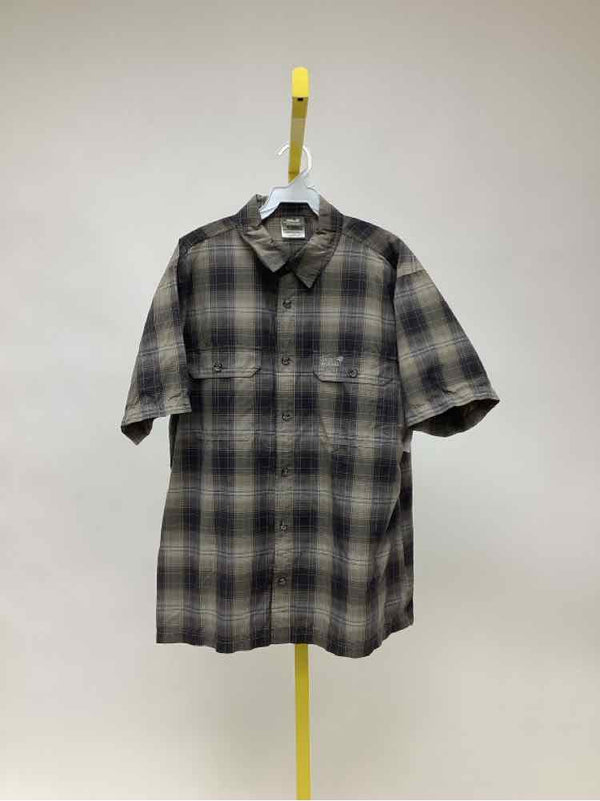 Size L Jack Wolfskin Brown Print Men's Collared Shirts
