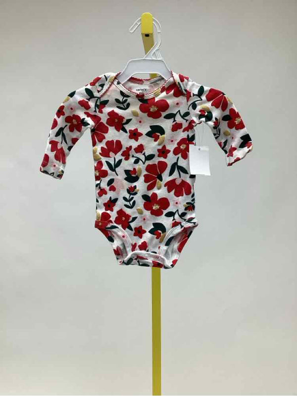 Red Print Child Size 6 Months Girl's Onesie