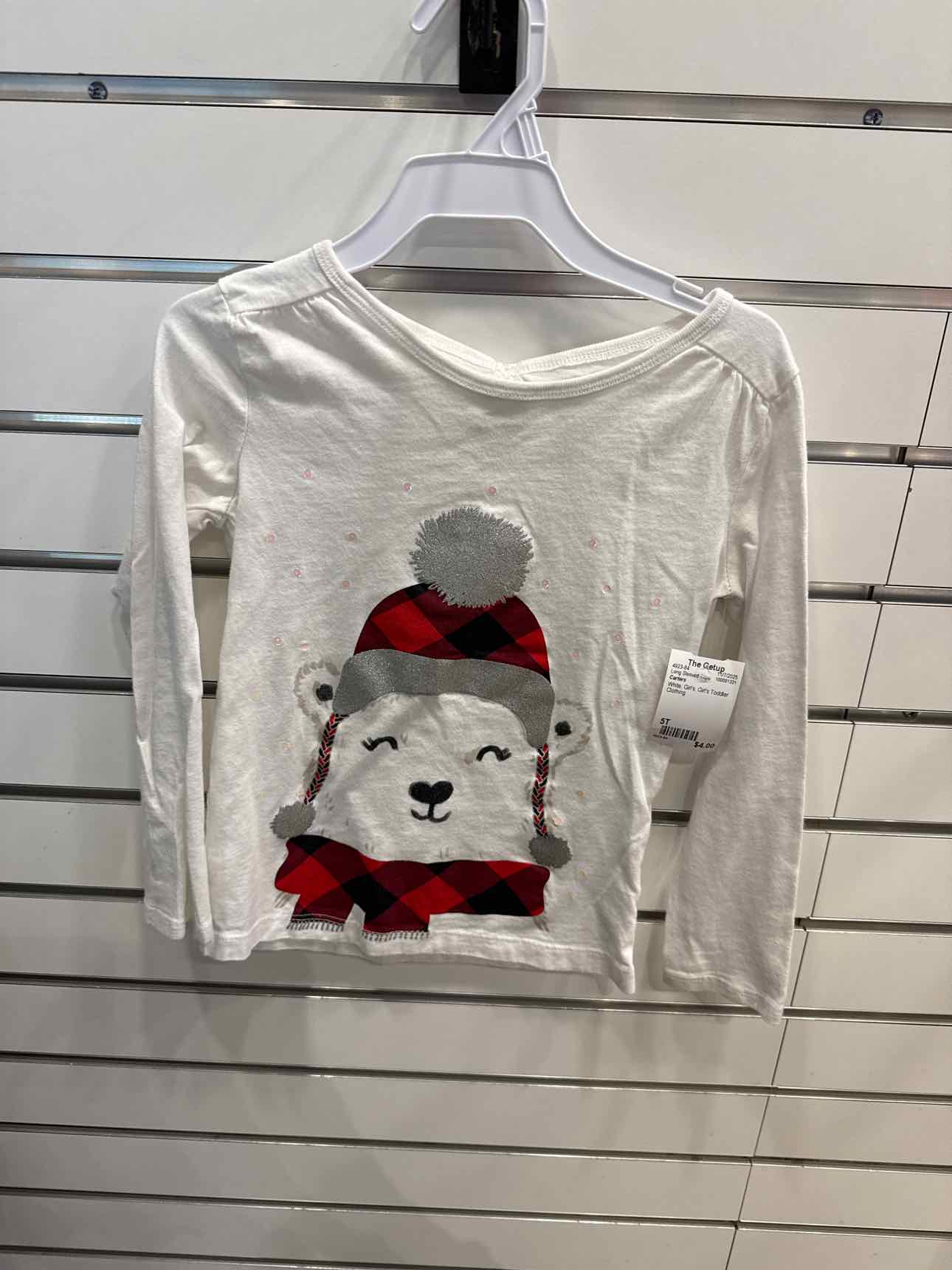 Carters White Child Size 5T Girl's Long Sleeved Tops