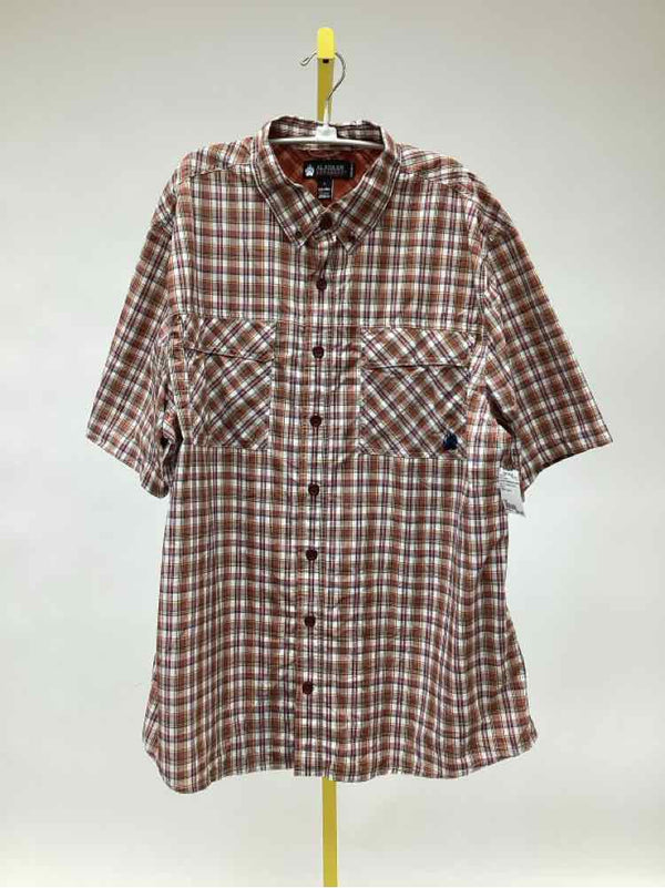 Size XXL ALASKAN HARDGEAR (AKHG) Brown Print Men's Collared Shirts