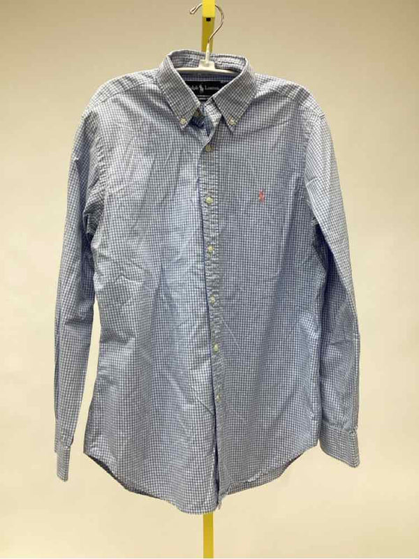 Size M Ralph Lauren Blue Print Men's Collared Shirts