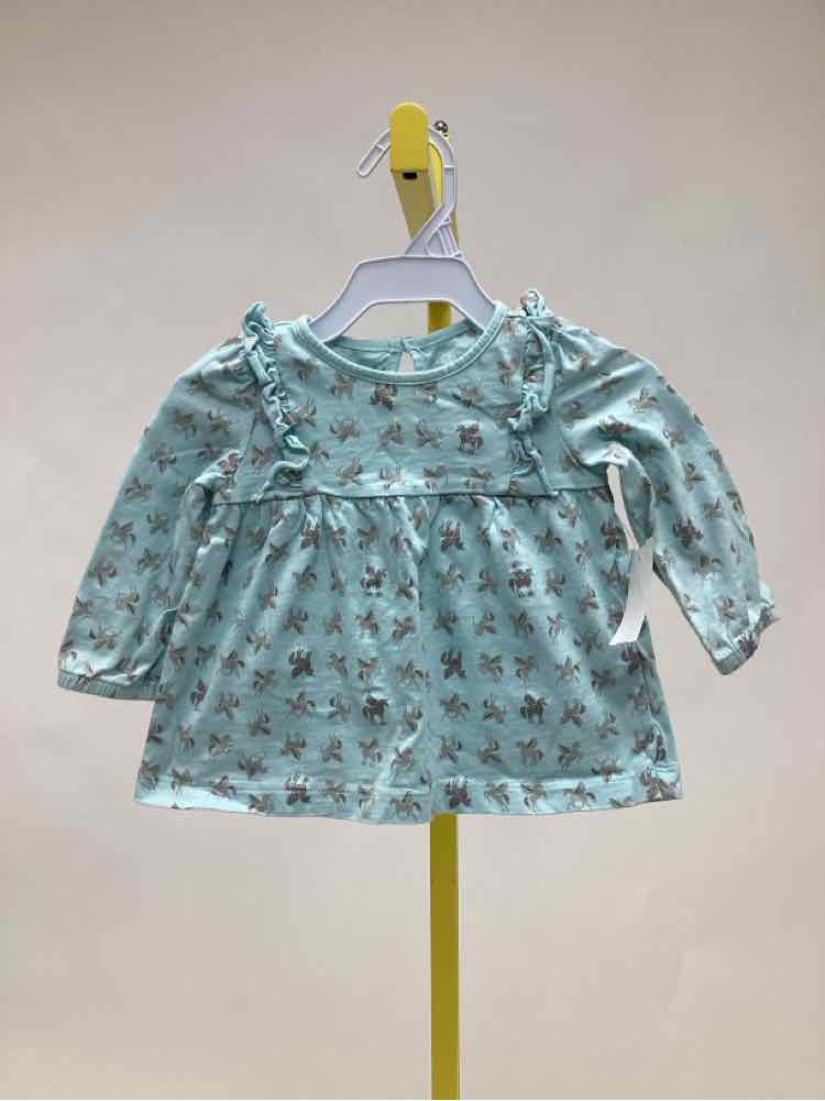 Carter's - Child of Mine Blue Print Child Size 12 Months Girl's Shirt