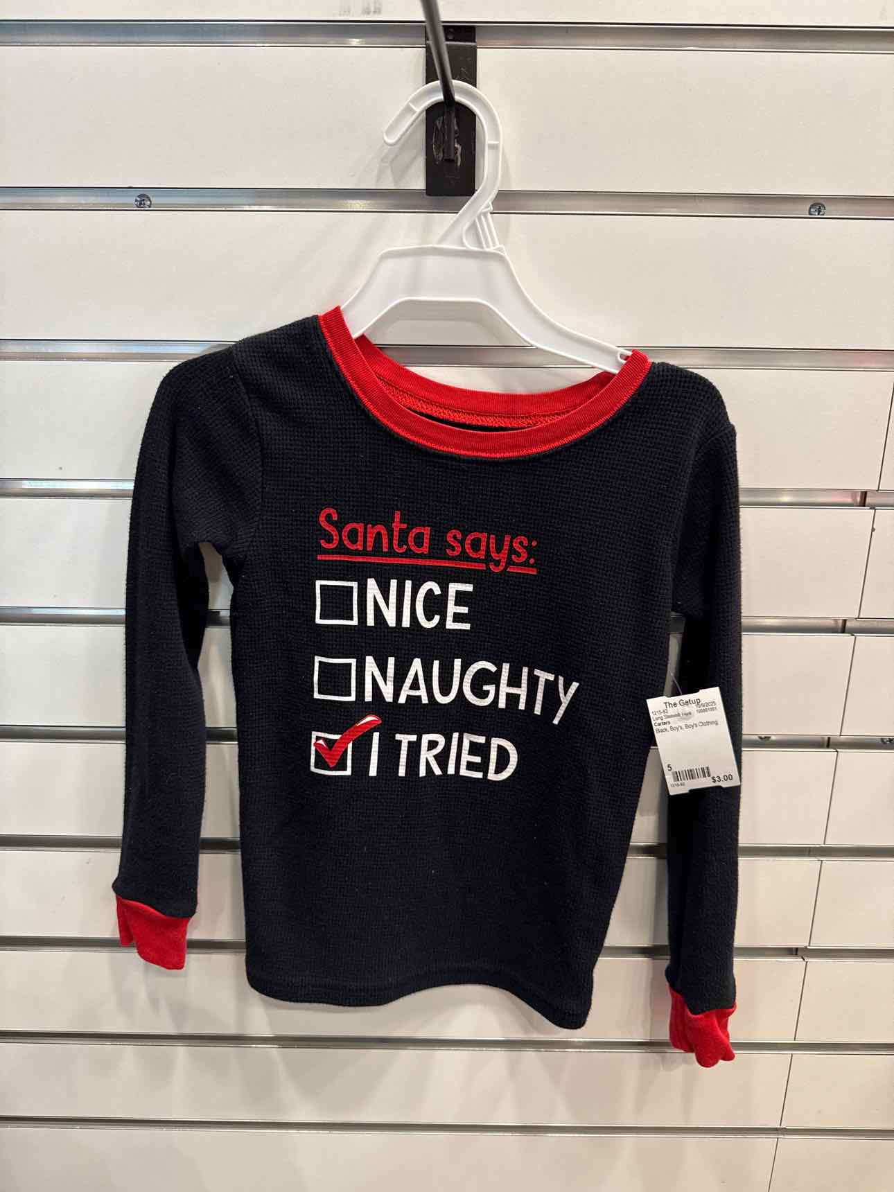 Child Size 5 Carters Black Boy's Long Sleeved Tops